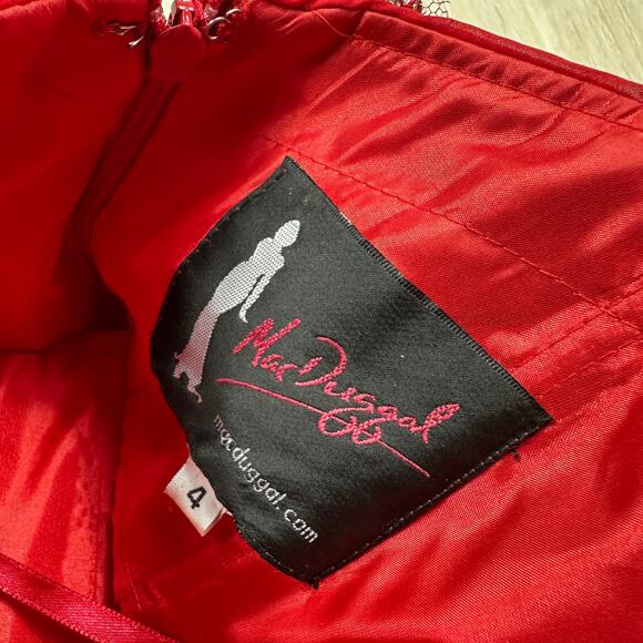 Mac Duggal Red Strapless Embellished Sequin High Low Formal Evening Gown Dress 4 - Picture 10 of 16